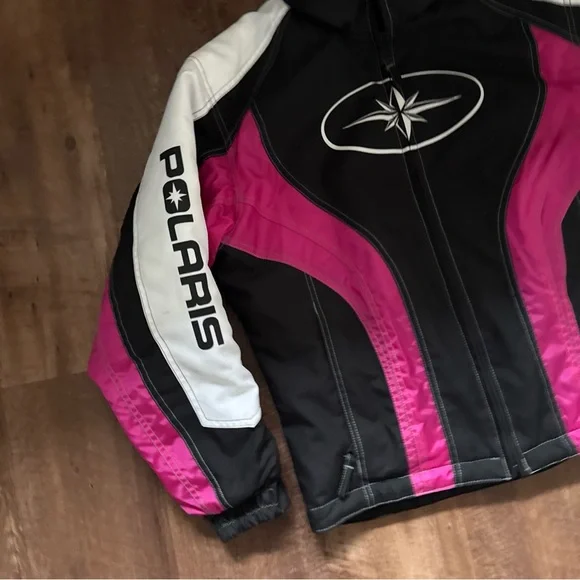 POLARIS Pink Black White 2011Snowmobile Winter Jacket - Youth Large 14/16